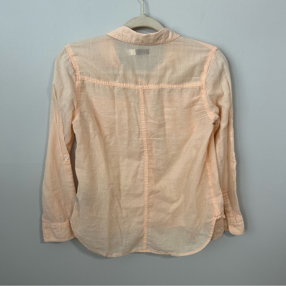 BDG Light Peach Pink Sheer Long Sleeve Button Down Shirt Women’s Size Small - Picture 5 of 6